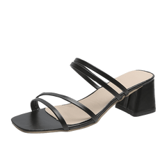 Block Heel Sandals Open Toe Slide Strap Women's Shoes