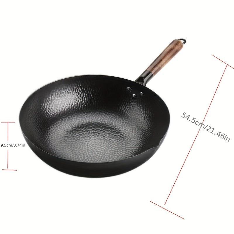32cm Cast Iron Wok Flat Bottom Cookware for All Stoves