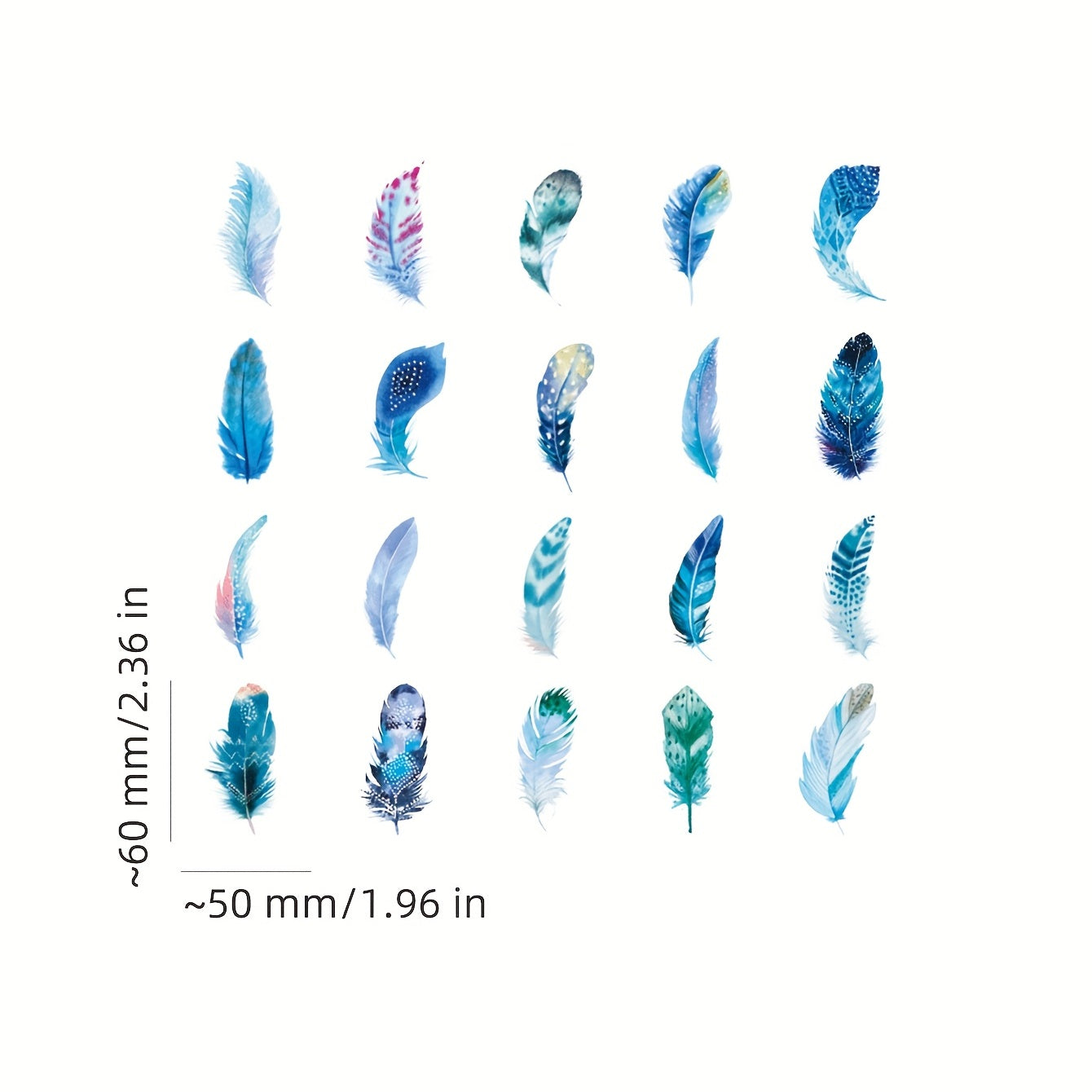 40pcs PET Feather Series Decorative Sticker Pack Water Bottle Laptop Bike