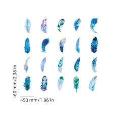 40pcs PET Feather Series Decorative Sticker Pack Water Bottle Laptop Bike