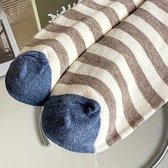 5 Pairs Striped Crew Socks Comfy & Soft Women's Stockings