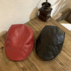British Retro Leather Beret Hat Men's And Women's All match Newsboy Hat