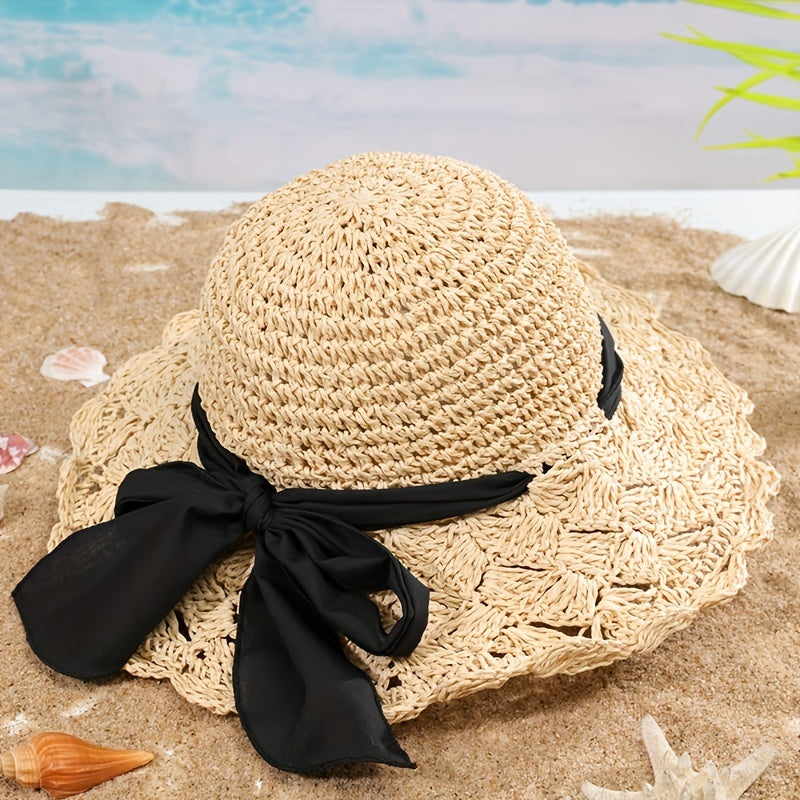 Vintage Ruffles Straw Sun Hat UPF50 Bucket Hat