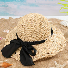 Vintage Ruffles Straw Sun Hat UPF50 Bucket Hat