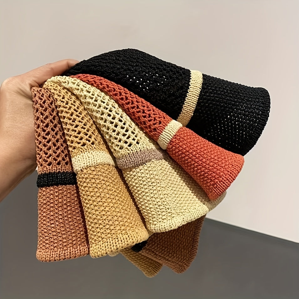 Breathable Crochet Sun Hat Casual Outdoor Bucket Hat for Women