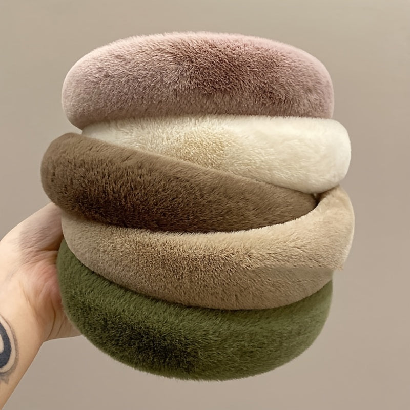 Sweet Vintage Hair Hoop for Girls - Furry Faux Hairband Headband