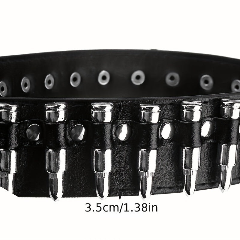 Adjustable Unisex Waist Belt Punk Bullets Rivet Studded Leather Belt