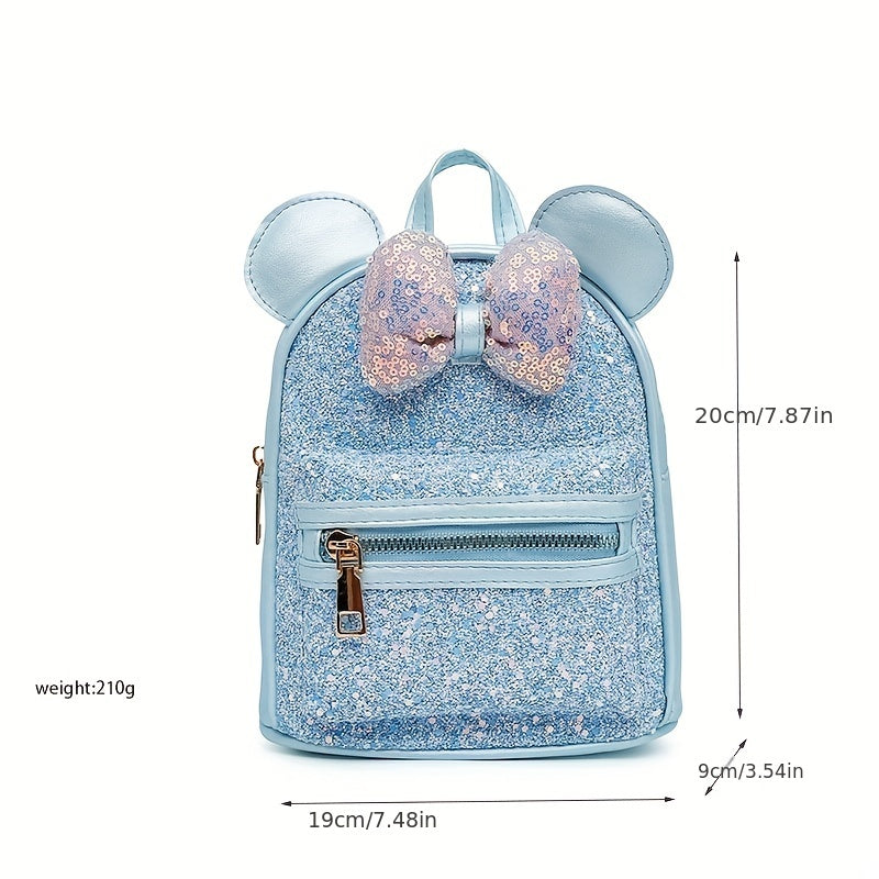 Kids Backpack Sequin Bow Backpack School Bag Ear Kindergarten Backpack