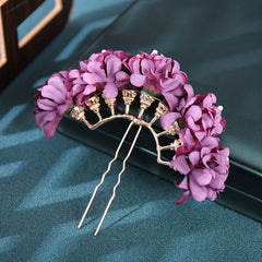Chinese Silk Flower Headdress Nine Hole Row Hairpin