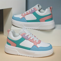 Women's Faux Leather Chunky Sneakers for Outdoor Sports