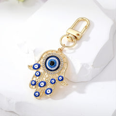 Evil Eye Keychain for Women Zircon Fatima Hand Eye Bag Car Key Accessories