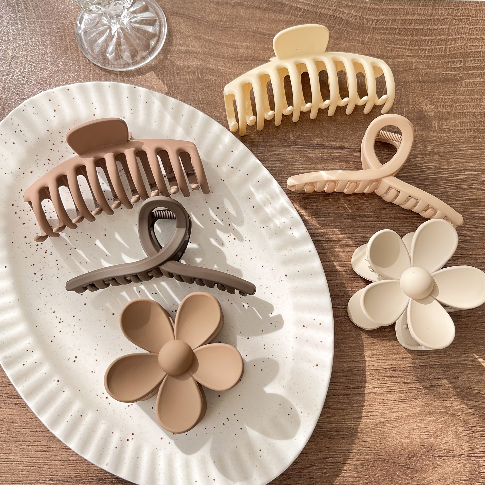 3pcs Large Flower Hair Claw Clips Strong Hold Matte Banana Jaw Clips