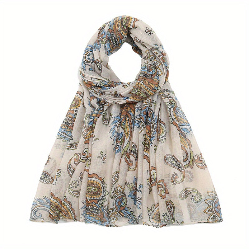 Paisley Print Voile Scarf Light Shawl Windproof Head Wrap Women