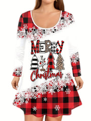 Women's Plus Size Christmas Outfit: Top & Pants Set