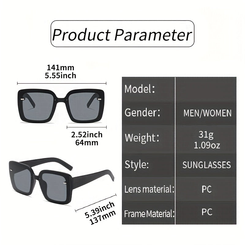 Large Square Sunglasses Gradient UV400 Sun Shades Driving Beach