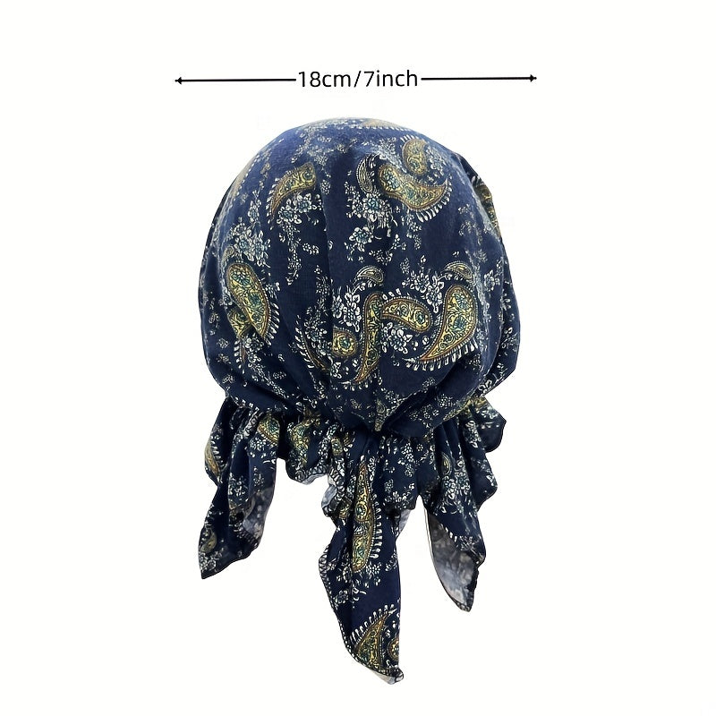 Paisley Print Turban Cap Boho Head Scarf Beanie Chemo Hats