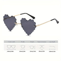 Y2K Heart Sunglasses Tinted Rimless Party Prom Decorative Shades