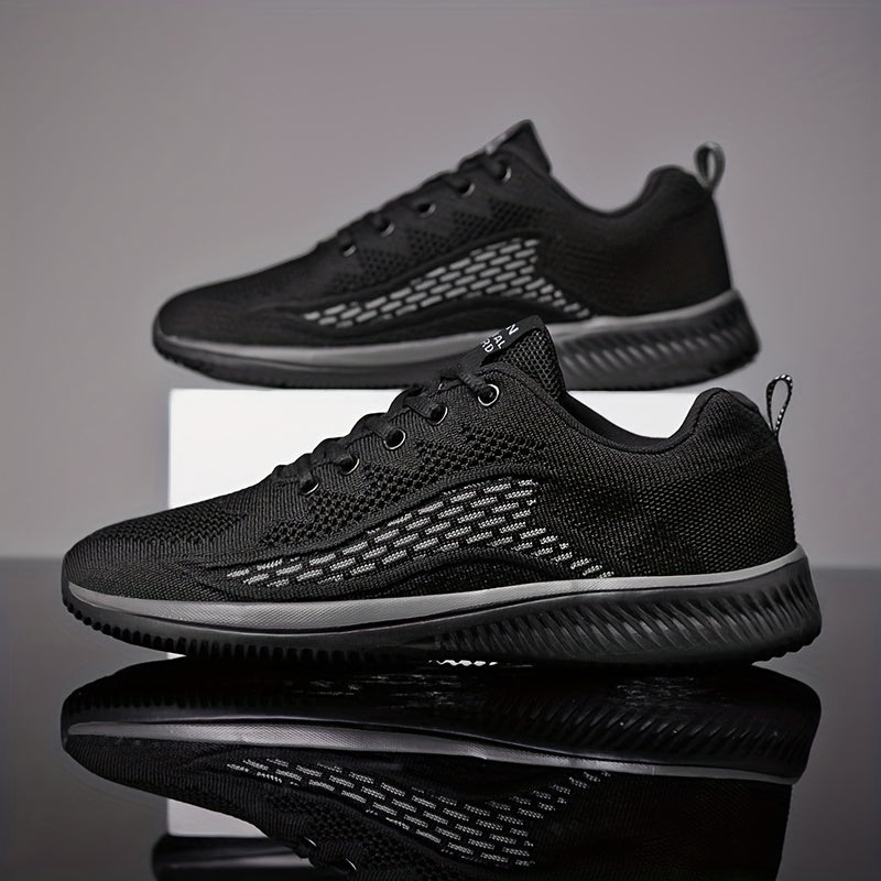Men's Breathable Lace Up Knitted Sneakers Casual Outdoor Walking Shoes
