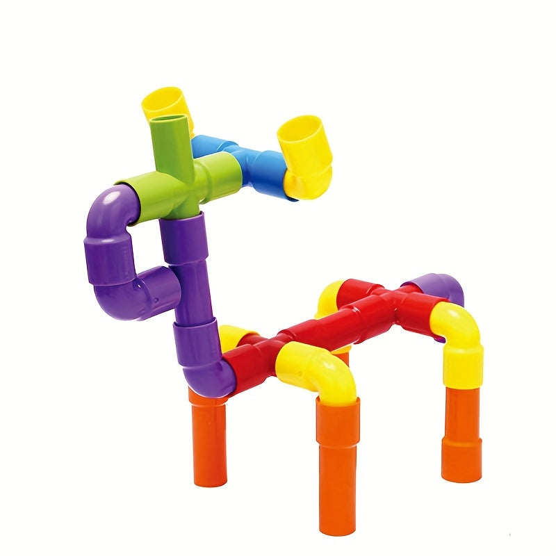 Colorful Water Pipe Building Blocks Kids DIY Tunnel Block Model Toy