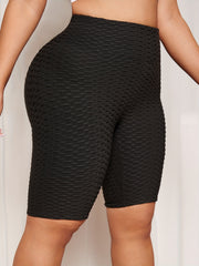 Textured High Waist Biker Shorts