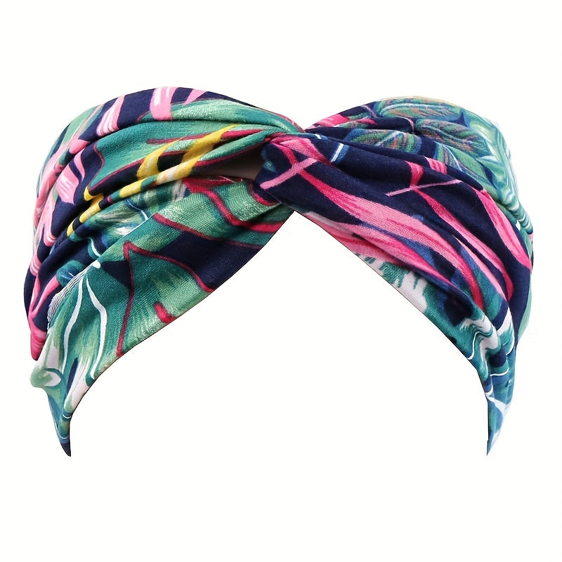 Boho Print Wide Headband Stretchy Sweatband for Women
