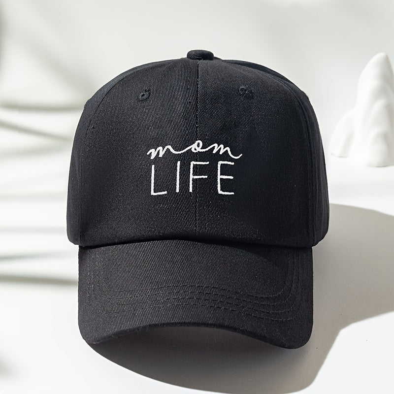 MOM LIFE Embroidery Baseball Cap Washed Solid Unisex Sun Visor Hat
