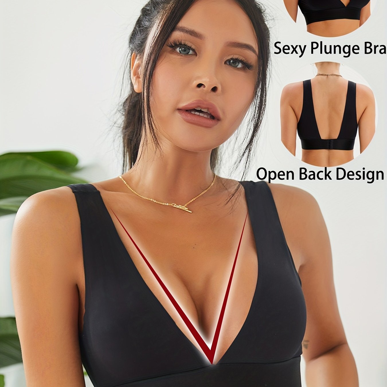 Wireless Plunge Bra Comfy & Breathable Stretch Intimates Women's Lingerie