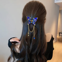Butterfly Rhinestone Tassel Hair Claw Clip Vintage Grip Hair Jaw Clip