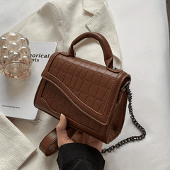 Asymmetrical Crossbody Bag PU Leather Metal Chain Mini Handbag