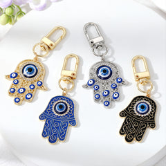 Evil Eye Keychain for Women Zircon Fatima Hand Eye Bag Car Key Accessories