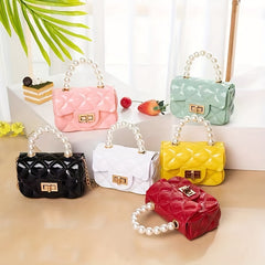 Argyle Faux Pearl Handle Mini Bag Shoulder Crossbody Chain Bag