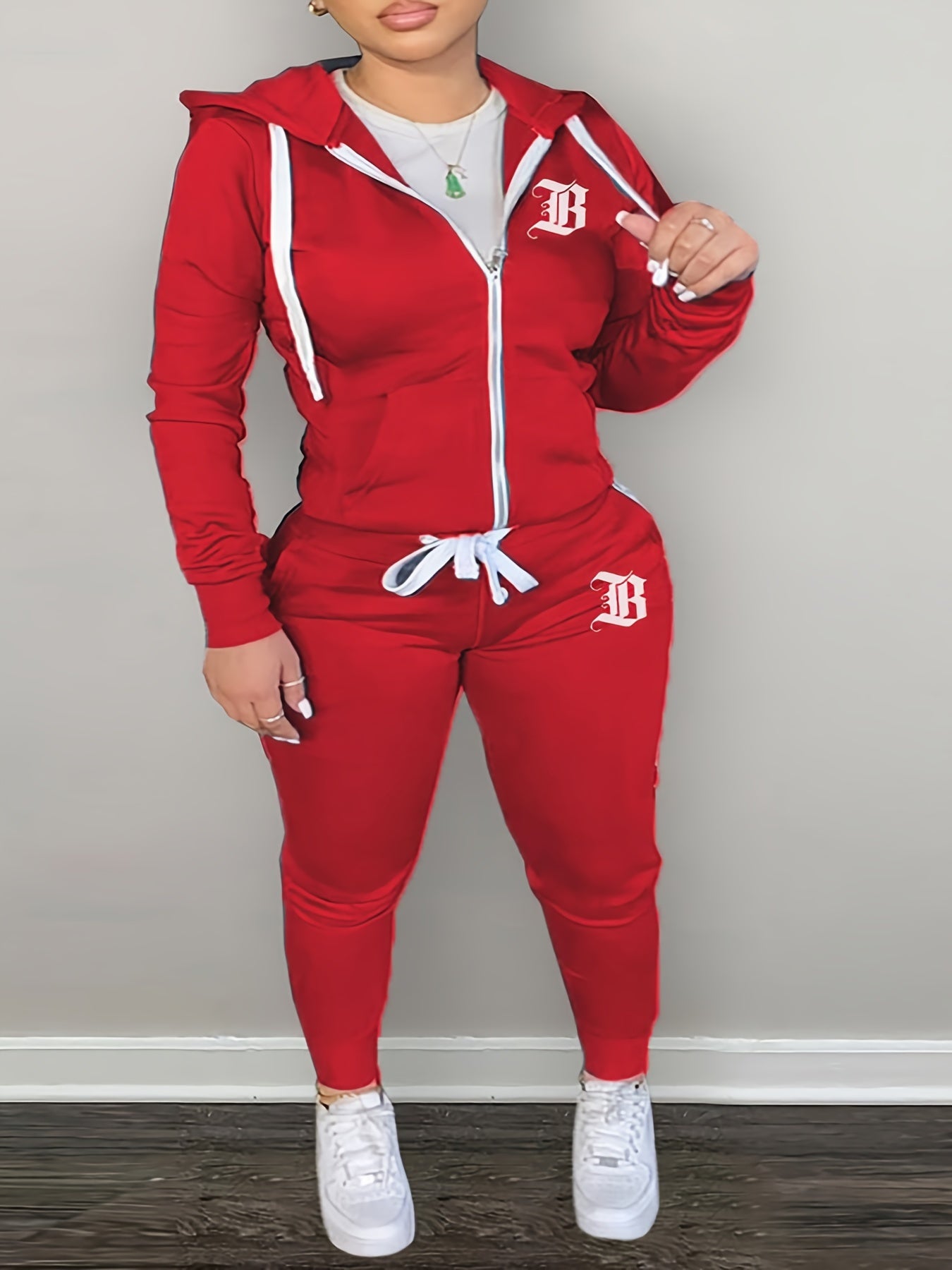  Casual Outfits Set Women's Plus Hooded Sweatshirt & Jogger Pants Set