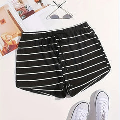  Striped High Stretch Drawstring Shorts