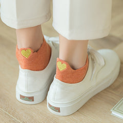 10 Pairs Heart Embroidery Low Cut Ankle Socks Women's Stockings
