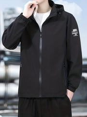 Men's Casual Stretchy Hooded Windbreaker Coat for Spring Autumn