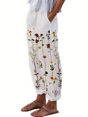 Women's Plus Floral Print High Rise Loose Trousers