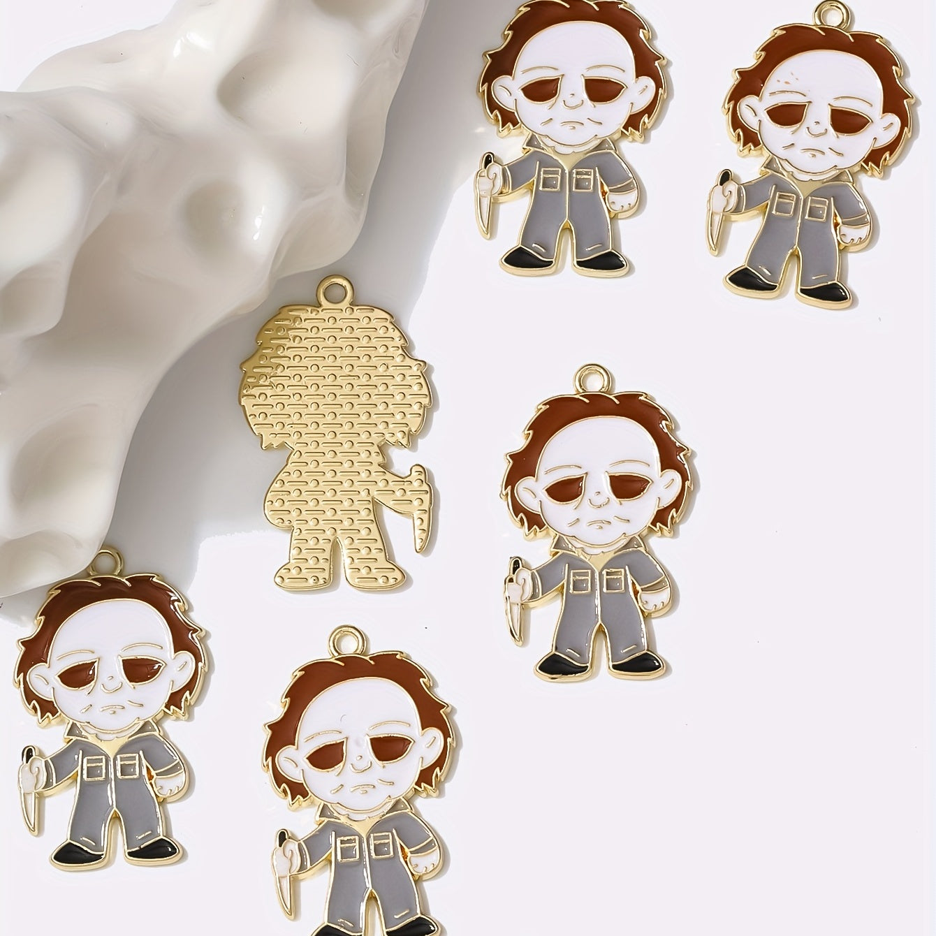 6pcs Horror Halloween Enamel Pendant for DIY Jewelry