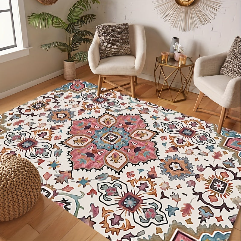 Soft Vintage Boho Area Rug Persian Pattern Anti Fatigue Shaggy Carpet