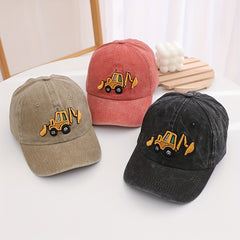 Parenthood Excavator Embroidery Baseball Cap Washed Distressed Vintage