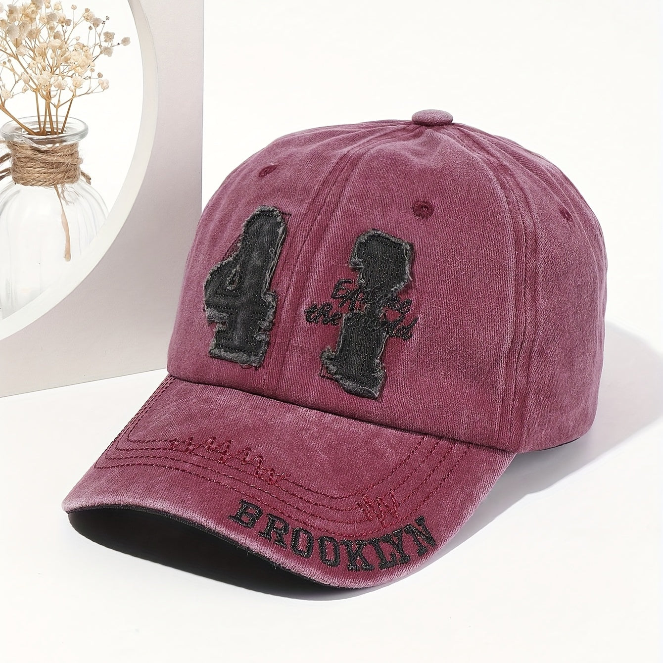 Distressed Patch Baseball Cap Cotton Adjustable Unisex Dad Hats Casual