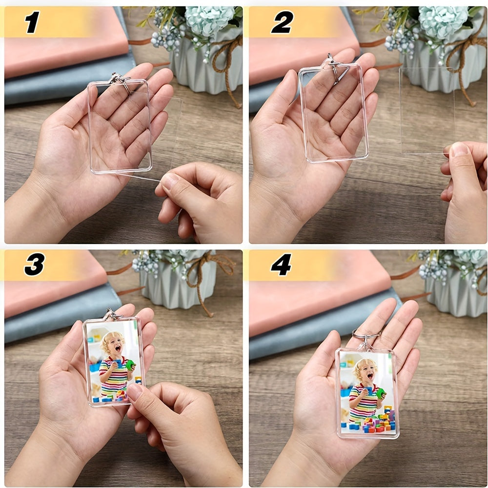 5pcs DIY Rectangle Keychain Picture Frame with 5 Tassels