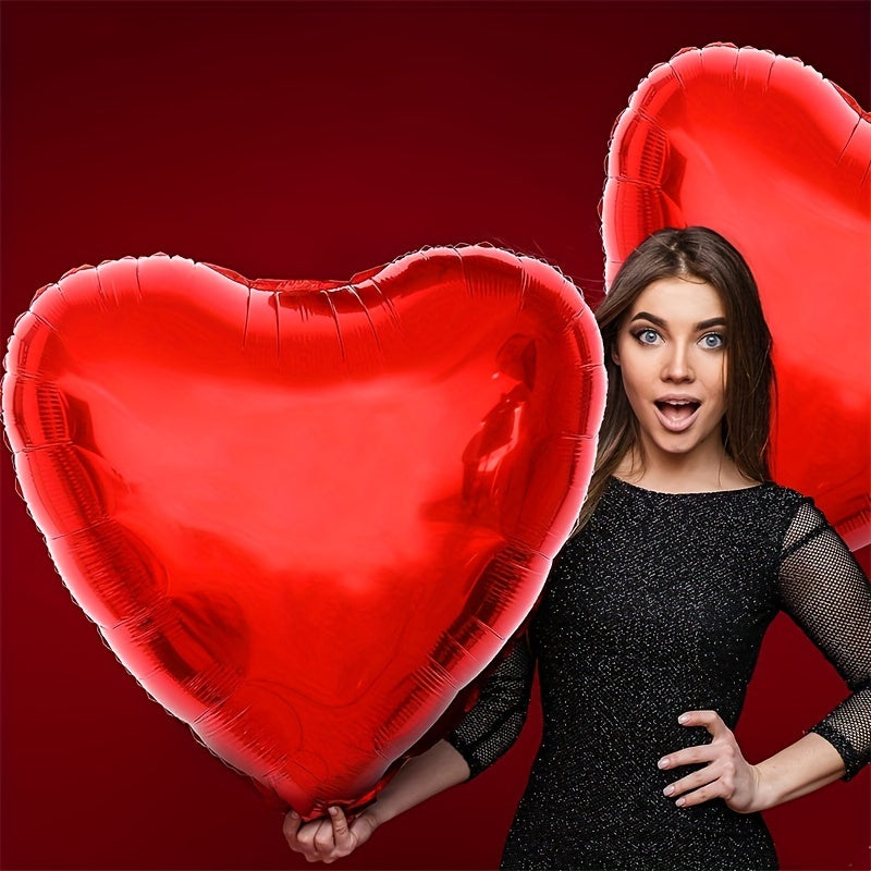 2pcs Giant 81cm Red Heart Balloons Set with Ribbon and Straw