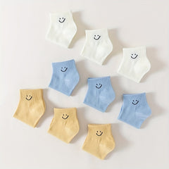 9 Pairs Smiling Print Socks Comfy & Breathable Women's Stockings