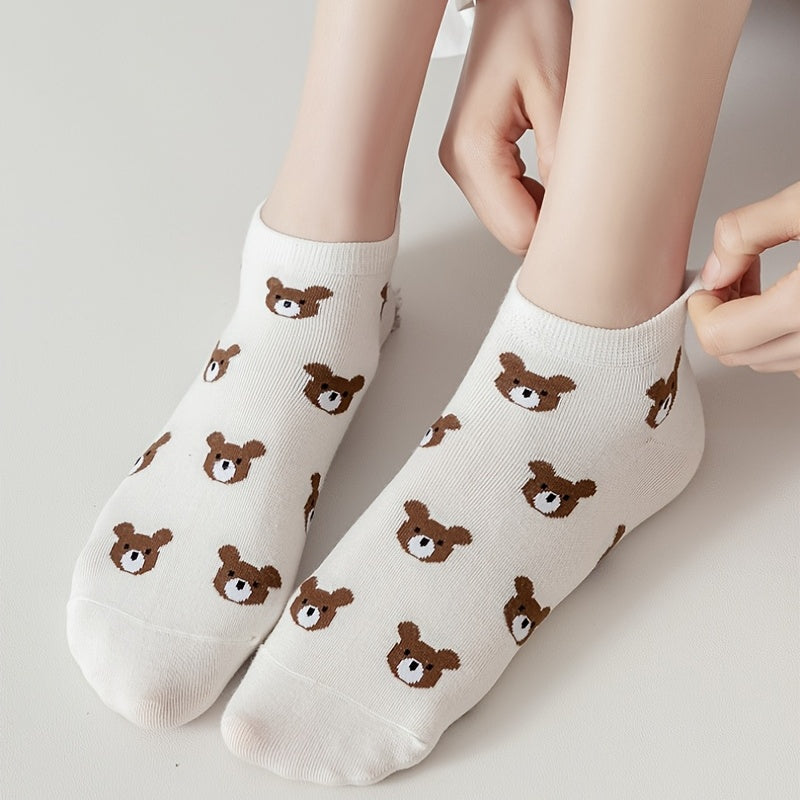 5 Pairs Soft Teddy Bear Ankle Socks Women's Stockings