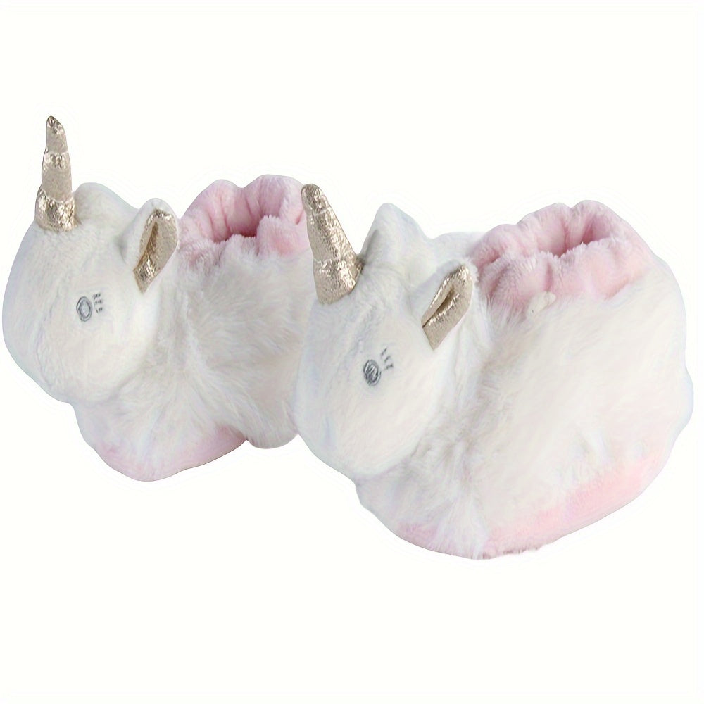Unicorn Soft Plush Cozy House Slippers for Baby Girls