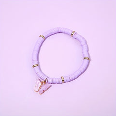 6pcs Butterfly Charm Clay Bead Bracelet for Girls