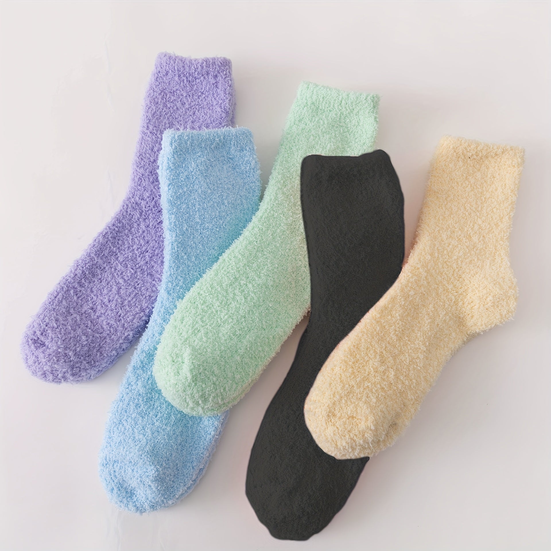 5 Pairs Fuzzy Socks Comfy & Warm Women's Mid Tube Stockings