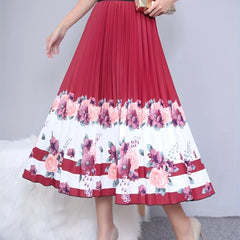 Floral Print Elastic Waist A-line Skirt Plus Size