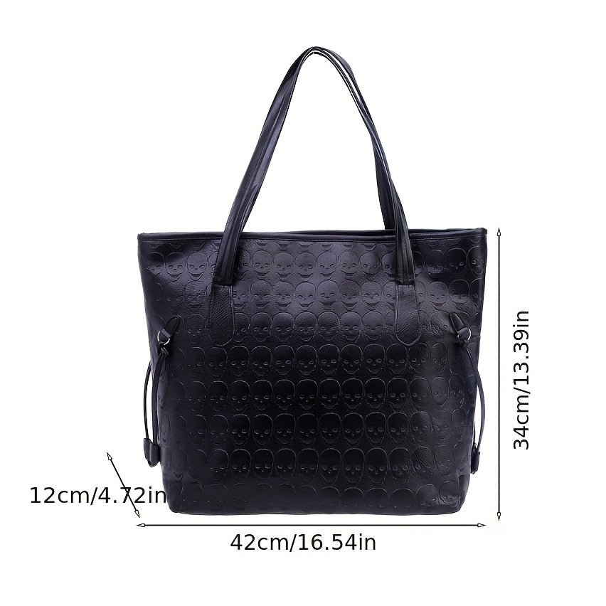 Punk Style Skull Embossed Tote Bag Halloween Ghost Skull Elf Handbag