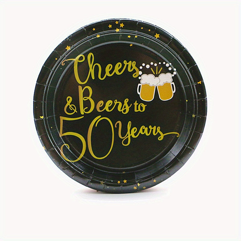 Golden Birthday Theme Party 10 Pcs Paper Dessert Plates Cheers To Tableware